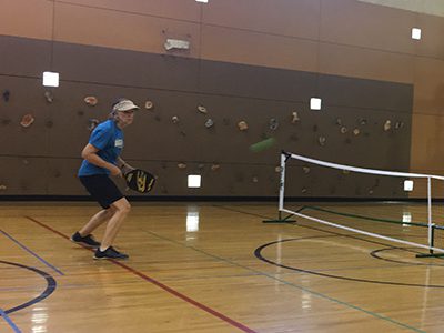 Every Wednesday from 12 to 3 p.m., Wellesley Recreation Department hosts pickleball in the gymnasium. Photos by Katrina Margolis