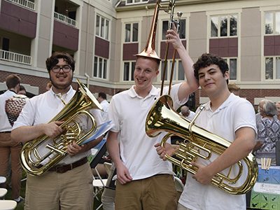 (Pictured Left to Right) Zane Rahabi, Brian Beggan, and Toby Cashook. One of the favorite medleys of the WestwoodWind musicians was ‘Caravan,’ composed by J. Tilzov and Duke Ellington. A close second was ‘Salute to Louis Armstrong.’ Pictures by Christina Perrone