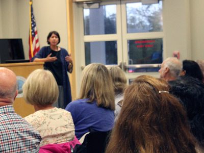 Jennifer Lin discusses her novel, ‘Shanghai Faithful,’ at the Westwood Library and the research she conducted to write it.