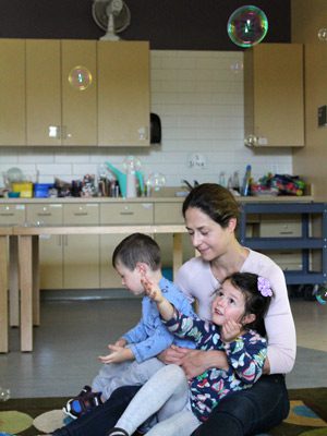 Sheryl brought bubbles to the mindfulness class for the preschoolers to listen to as the bubbles popped.