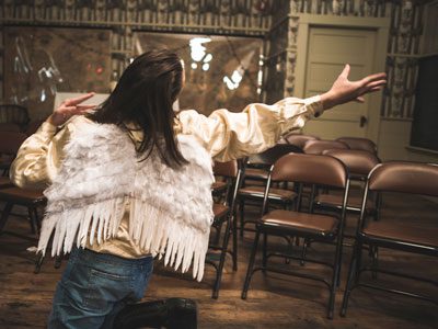 Madeline Bugeau-Heartt’s orginal production, ‘A Crack of Strange Light,’ introduced Westwood to experimental theater as she played Richard, a fallen angel searching for his way back home.