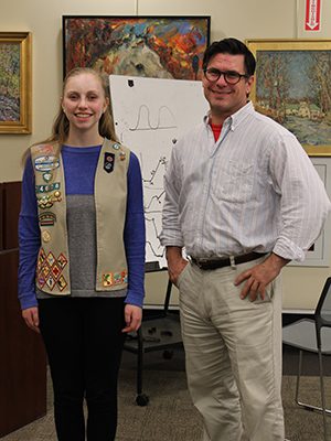 As a part of Katie Hurwitz’s community writing project for the Girl Scouts Gold Award, she invites local screenwriter, John Mosetich, to speak about his work. Photos by Laura Drinan