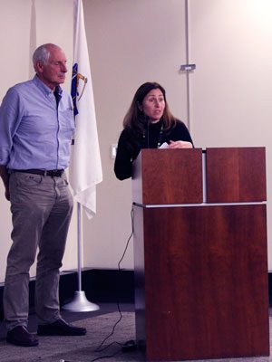 Frank Phillips and Maura O’Gara collaboratively answer audience members’ questions regarding Bird Park and the Bird family.