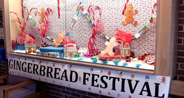 The display case in the lobby of Old Post Road School gives children some hints of what festive activities await them in the classrooms.