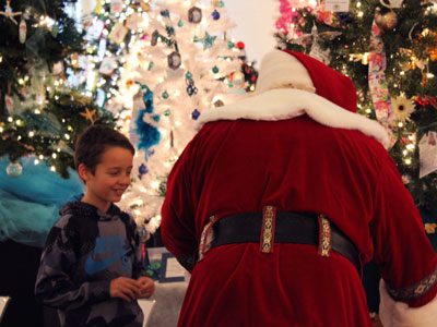 At Elm Bank’s Festival of Trees, Santa makes an appearance to see the perfectly decorated Christmas trees and support the Horticultural Society.