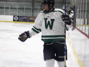 Westwood forward Shane Cronin (6) celebrates after scoring Westwood’s lone goal of the night during the Wolverines’ 1-1 tie with Medfield on Wednesday.