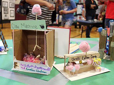 Some of the work displayed at the Dale Street art show included collaborative projects, like a miniature claw machine. Photos by Laura Drinan