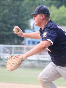 Reed Cottens (pictured) dashes towards the bag for the out after making a diving stab at first in the bottom of the third.