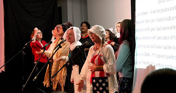Last year’s debut of ‘We Did It For You!’ at First Parish UU of Medfield. A year later, the production would be staged at Boston’s historic Faneuil Hall. Photos by Laura Drinan