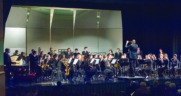 The Medfield High School Concert Band led by their new director, Mr. Jason Bielik. Photographs by Audrey Anderson