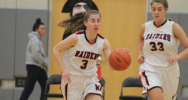 Brooke Guiffre (3) drives the ball up the floor converting two of her game-high 27 points during Wellesley’s 46-32 victory over Walpole on Friday night.