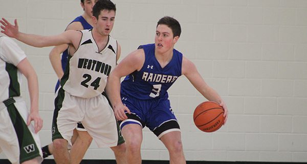 Westwood’s Owen Gaffney (24) defends against Dover-Sherborn’s Noah Canty (3). Photos by Michael Flanagan