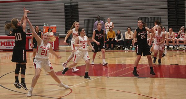 Milton didn’t like this foul call, but it’s clear Molly Cronin was hit on the elbow. Photos by James Kinneen