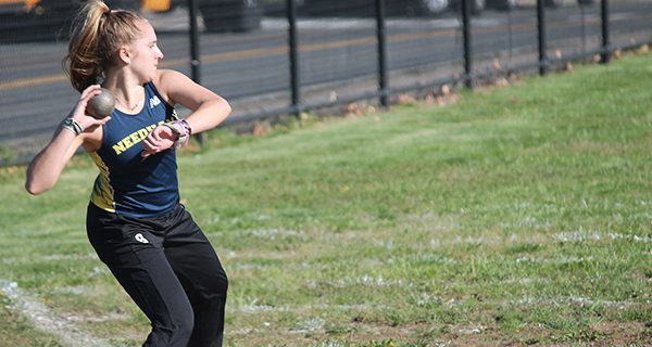 Amelia Vettraino excelled in the shot put with Haley Kent out with an illness. Photos by James Kinneen