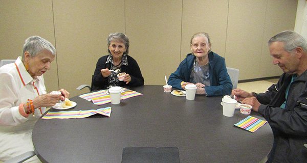 Rosina Cassono, Mary Jones, Louise Cuttingham, and Nick Marinilli enjoy their treats during the party. Photos by Amelia Tarallo