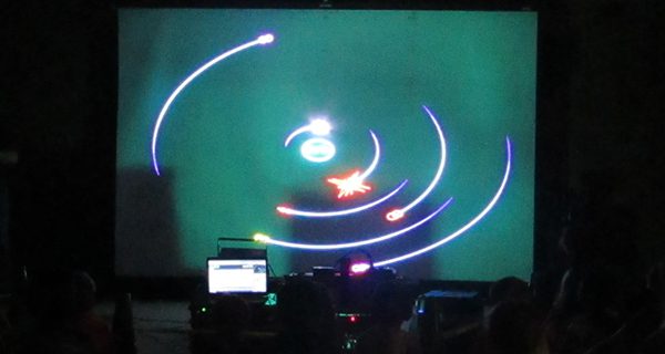 A bundle of twirling planets danced across the screen, capturing the attention of the audience. Photos by Amelia Tarallo