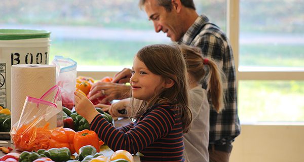 Bell peppers were some of the harder vegetables to cut, but this girl didn’t seem to have any trouble.